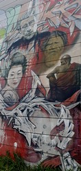 Paris 2025, Straenkunst an der Sambre bei Charleroi