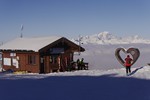 Bergwachthtte an Tougnete mit Mont Blanc