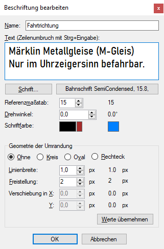 Neue Beschriftung erfassem