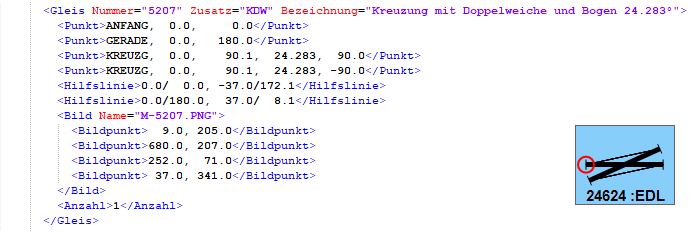 Bahnplan Konfigurationsdatei fr Mrklin M-Gleise (Kreuzung)